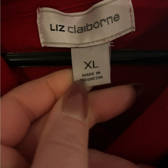 Liz Claiborne Red Cowl Neck Lightweight Sweatshirt - Picture 2 of 3